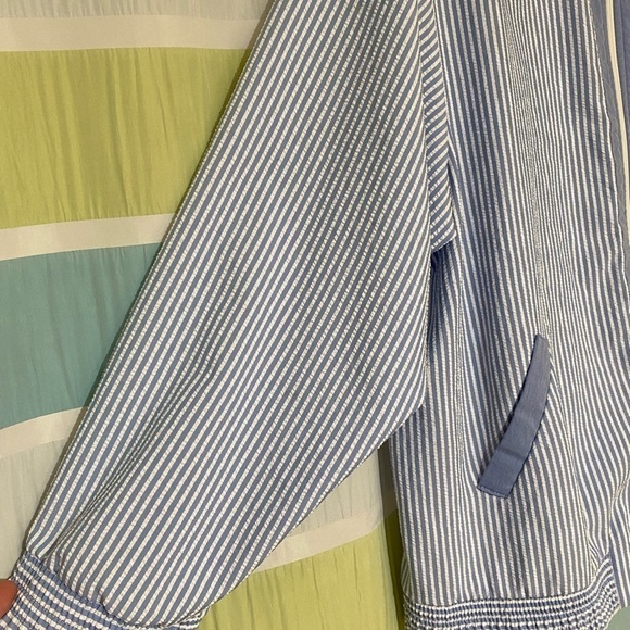 Vintage Alfred Dunner Jacket Zipper Blue Stripes Sz 14 - Picture 4 of 8